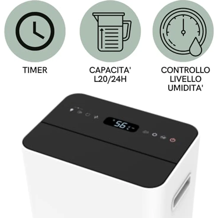 Qlima Luftentfeuchter D820 A Smart, Entfeuchtet 12L pro Tag, Weiß – Bild 4