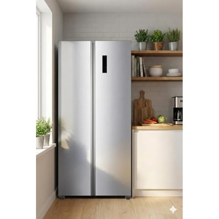 PKM SBS442ENFDIX, Side-by-Side Kühlgefrierkombination mit 442 Litern, NoFrost, Inox Design, Energieeffizienzklasse A – Bild 2