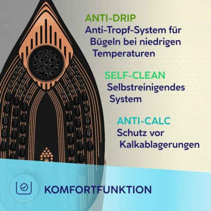 MPM Dampfbügeleisen 3500W, Bügeleisen mit LCD Display, Vertikaldampf 60g/min, Keramiksohle, 450 ml Wassertank, Einsatzeit 35 Sekunden – Bild 2
