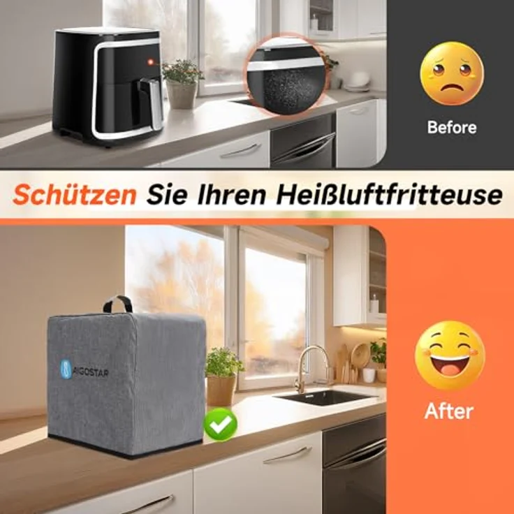 Aigostar - XXL-Luftfritteuse mit Staubschutz, 7 l Air Fryer, 1900 W, Warmhaltefunktion und LED-Touch-Panel – Bild 2