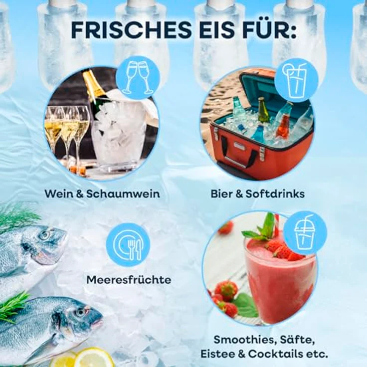 GOURMETmaxx Eiswürfelmaschine, 150W, inkl. Auffangbehälter & Eisschaufel, 2 Eiswürfelgrößen, 12 kg Eis/24h, kompaktes Design – Bild 8