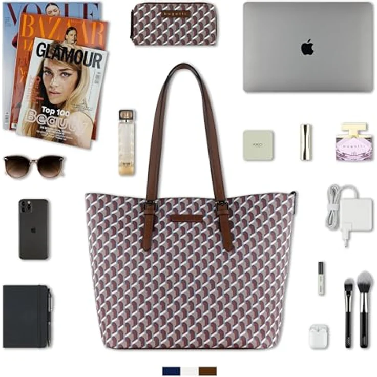 Bugatti Shopper Ella L, großzügige Handtasche aus hochwertigem Kunstleder mit Bag in Bag, Violett – Bild 6