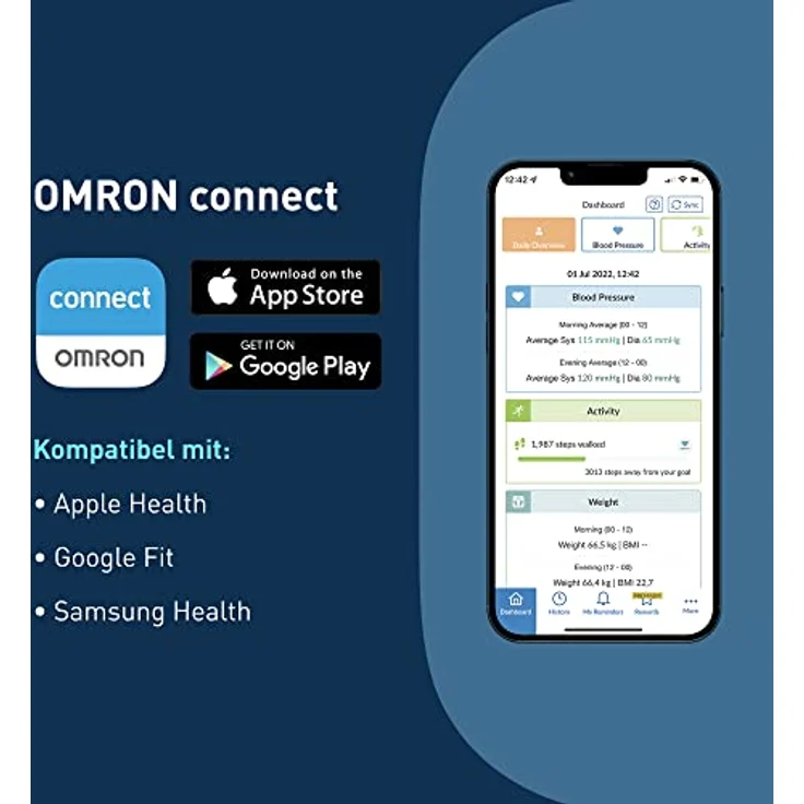 OMRON HN300T2 Intelli IT – smarte, digitale Personenwaage für zu Hause mit Bluetooth-Anbindung an Smartphone-App – Bild 4