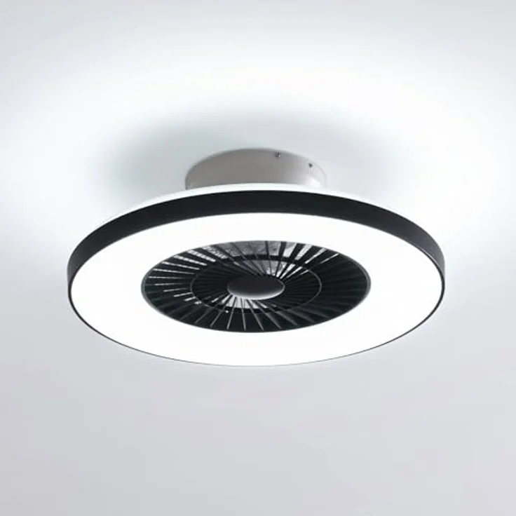 Lindby Paavo, Deckenventilator mit dimmbarem LED-Licht, Fernbedienung und Tuya App, schwarz-weiß, Ø60 cm, 39W, 3900lm – Bild 2
