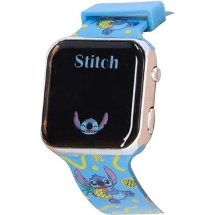 Accutime LED-Kinderuhr Lilo & Stitch, digitale Uhr mit LED-Anzeige für Uhrzeit und Datum, blau – Bild 5