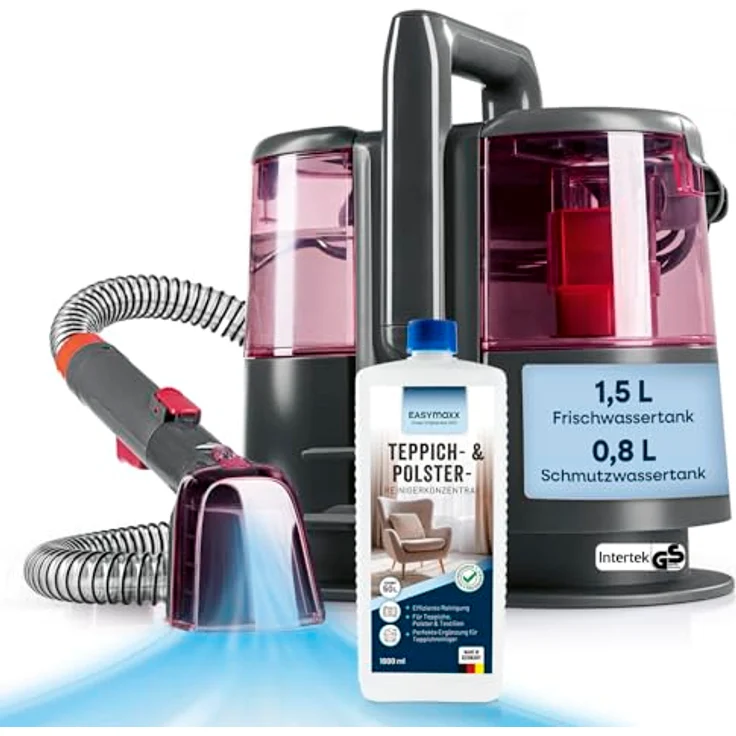 CLEANmaxx Teppichreiniger Pro Power, Nass- und Trockensauger mit 600 W, Dual-Tank, inkl. 1 Liter EASYmaxx Teppichreiniger-Konzentrat, selbstreinigend – Bild 1