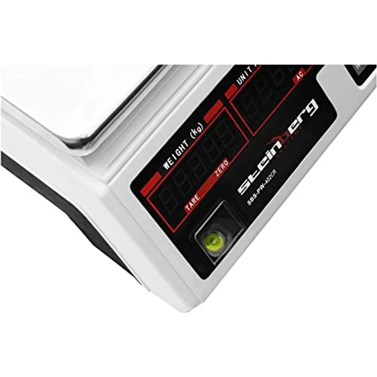 Steinberg Systems SBS-PW-402CR Kontrollwaage Marktwaage 40 kg / 2 g Preiswaage Digitale Waage 7 Speicherplätze Ladenwaage mit Preisanzeige Tischwaage mit LED-Display integrierter Akku – Bild 5