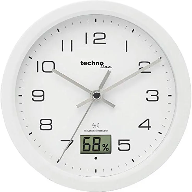 Technoline Funkwanduhr WT3100 weiß, Luftfeuchtigkeitsanzeige mit 16.80 cm Durchmesser