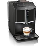 Siemens Kaffeevollautomat EQ300 TF301E19, für viele Kaffeespezialitäten, Milchaufschäumer, Keramikmahlwerk, OneTouch-Funktion, 1,4 Liter Wassertank, automatische Reinigung, 1300 W, schwarz