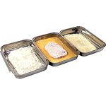 APS Panierstation, 3-teilig - Profi-Panierset bestehend aus 3 koppelbaren Edelstahl-Schalen (je 18 x 15,5 cm) / platzsparend stapelbar/spülmaschinengeeignet