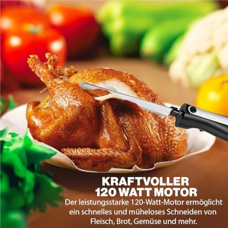 Clatronic EM 3702 Elektromesser, Edelstahleinlage, Spezialgezahnte Edelstahl-Mehrzweckklinge, rostfrei-spülmaschinengeeignet, inkl. Aufbewahrungsbox, schwarz, 49 cm – Bild 4