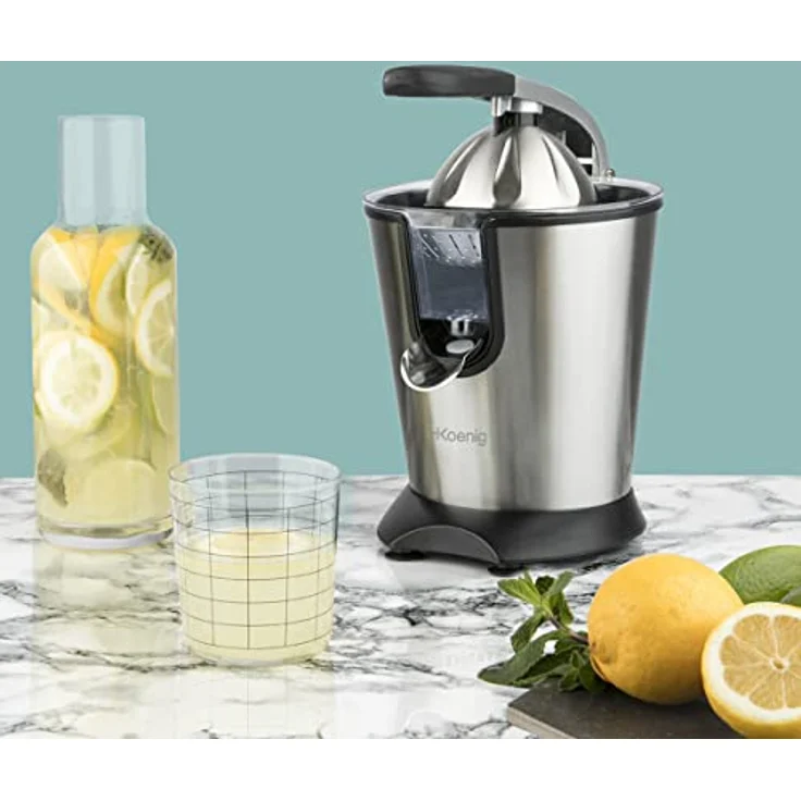 H.Koenig AGR80 Elektrische Zitruspresse mit Hebelarm - Anti-Tropfsystem - BPA frei - Spülmaschinenfest - 160 W - Edelstahlgehäuse – Bild 5