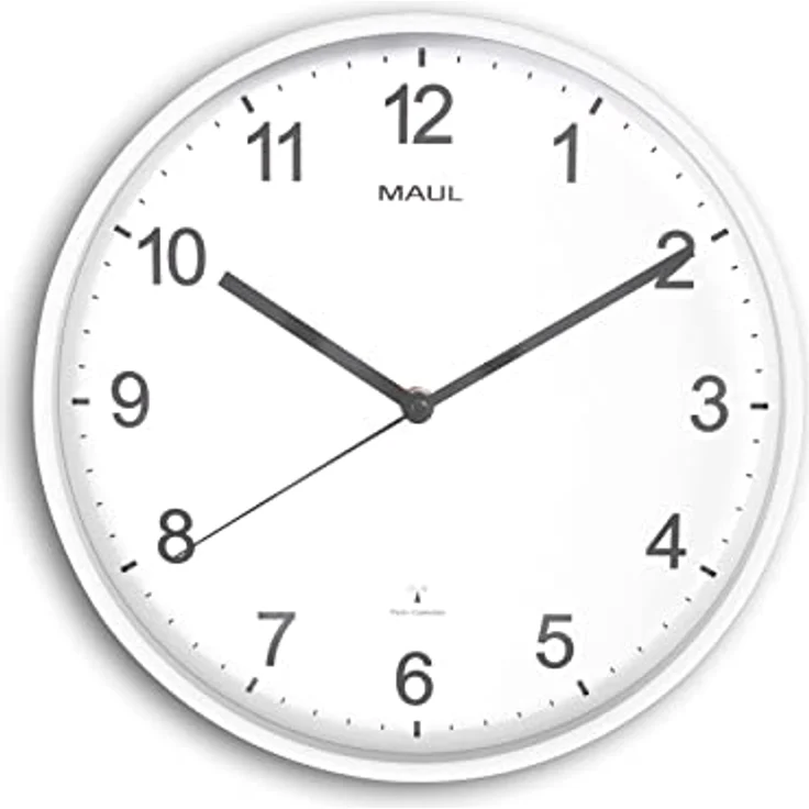 Maul Wanduhr MAULsprint Ø 30 cm | Funkuhr mit automatischer Zeiteinstellung | ideal für Wohnzimmer, Schlafzimmer, Küche, Arbeitszimmer und Büro | Gute Lesbarkeit für große Räume | Weiss – Bild 1