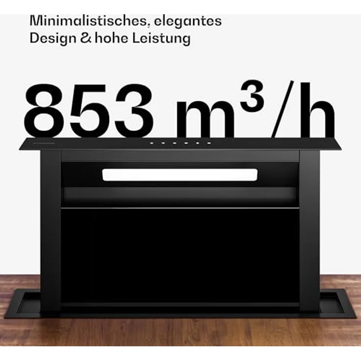 Klarstein Velaire Dunstabzugshaube 60cm - A++ Downdraft mit 853 m³/h Luftstrom, Touch-Bedienung, LED-Beleuchtung, spülmaschinenfester Filter, leise und energiesparend – Bild 4