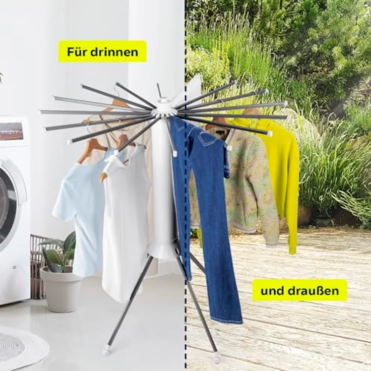 DS Produkte EASYmaxx Wäscheständer 112x125cm, platzsparend mit 16 ausziehbaren Armen in weiß/grau – Bild 8