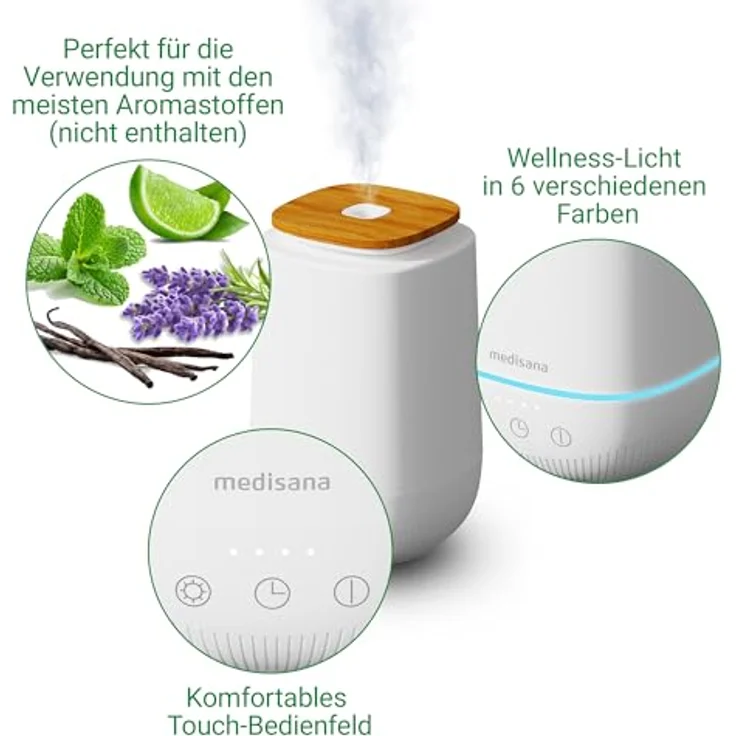 Medisana AD 650 Aroma Diffuser, Duftlampe mit Wellness-Licht und Timer, Ultraschall-Technologie, 6 Farben – Bild 4