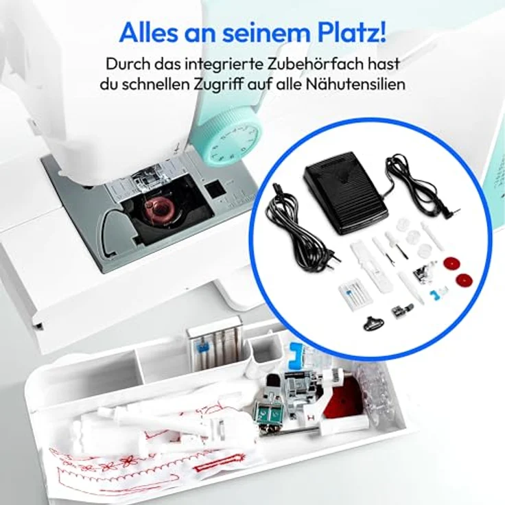 Medion® Computer-Nähmaschine MD 11881, 270 Stichmuster, 1-Schritt Knopfloch, 8 Programme, Doppelnadelfunktion, Automatischer Einfädler, Geschwindigkeitsregler – Bild 5