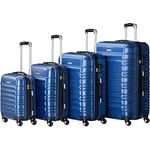 Juskys Hartschale Kofferset Reisekoffer 4 teilig - Zahlenschloss, geräuscharme 360° Rollen groß, Teleskopgriff, leicht - Koffer in Blau