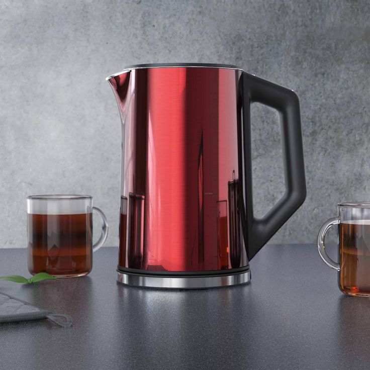 Arendo Elegant Wasserkocher, 1,5 l, 2200 W, Edelstahl Wasserkocher mit Temperatureinstellung 40-100 Grad - 1,5 Liter, red metallic – Bild 6