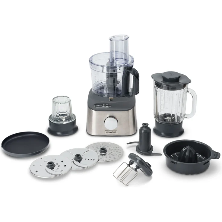 Kenwood Multipro Compact+ FDM313SS Kompakt-Küchenmaschine, leistungsstarkes Küchengerät mit 2,1 l Arbeitsbehälter, Glas-Mixaufsatz, inkl. 9 Zubehör-Teile, Metall-Gehäuse, 800 W, Edelstahl, 2.1 liters – Bild 1