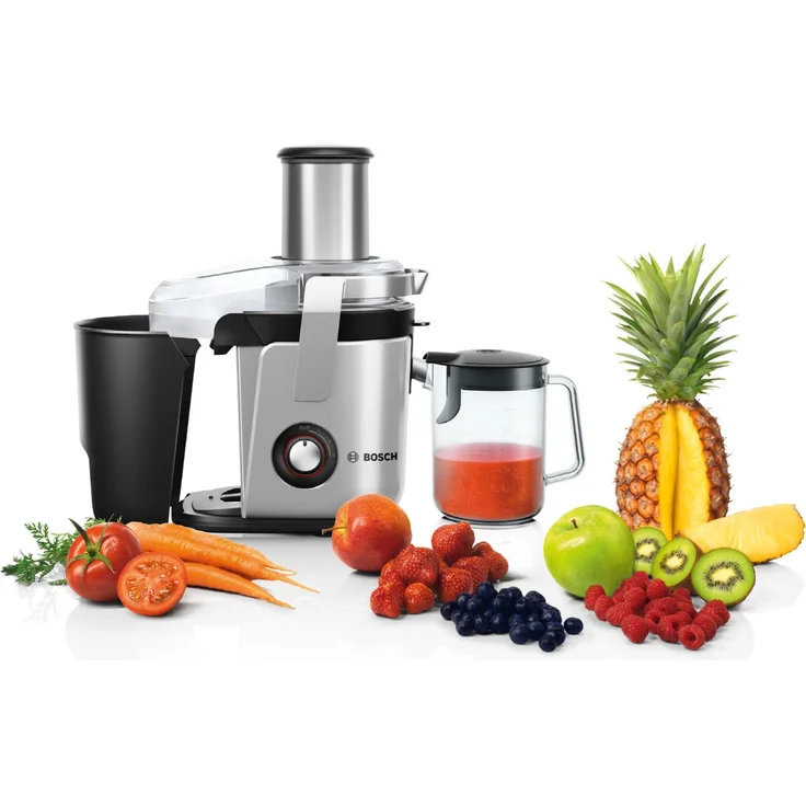 Bosch MES4010 Entsafter, 1200 Watt, 1,5 Liter, 3 Geschwindigkeitsstufen, Zentrifuge, Sieb-Filter, Aluminium, schwarz-silber – Bild 15