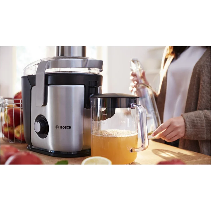 Bosch MES4010 Entsafter, 1200 Watt, 1,5 Liter, 3 Geschwindigkeitsstufen, Zentrifuge, Sieb-Filter, Aluminium, schwarz-silber – Bild 9