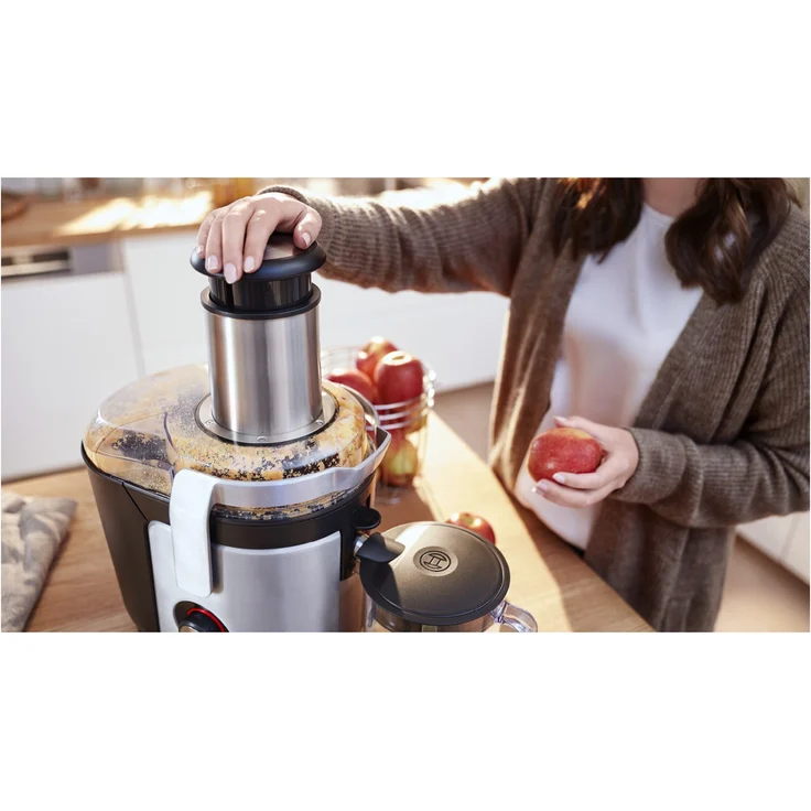 Bosch MES4010 Entsafter, 1200 Watt, 1,5 Liter, 3 Geschwindigkeitsstufen, Zentrifuge, Sieb-Filter, Aluminium, schwarz-silber – Bild 10