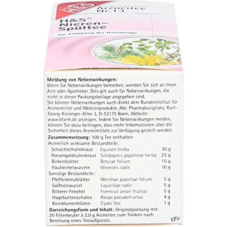 H&S Nieren-Spültee Filterbeutel, 20x2 g zur Erhöhung der Harnmenge – Bild 4