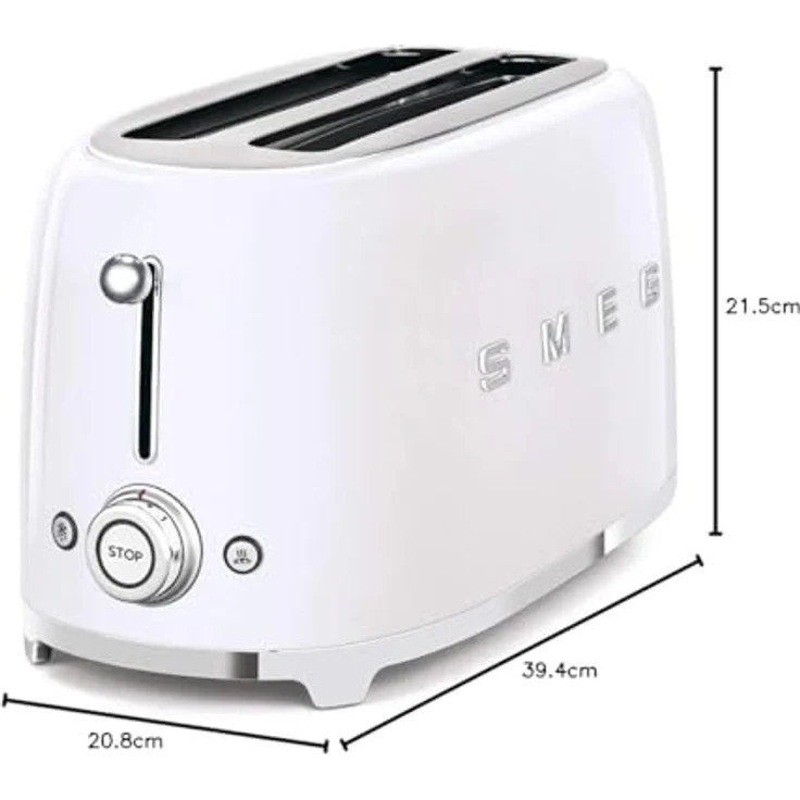 Smeg TSF02WHEU 4-Scheiben-Toaster, 1500W, 6 Bräunungsstufen, weiß – Bild 3