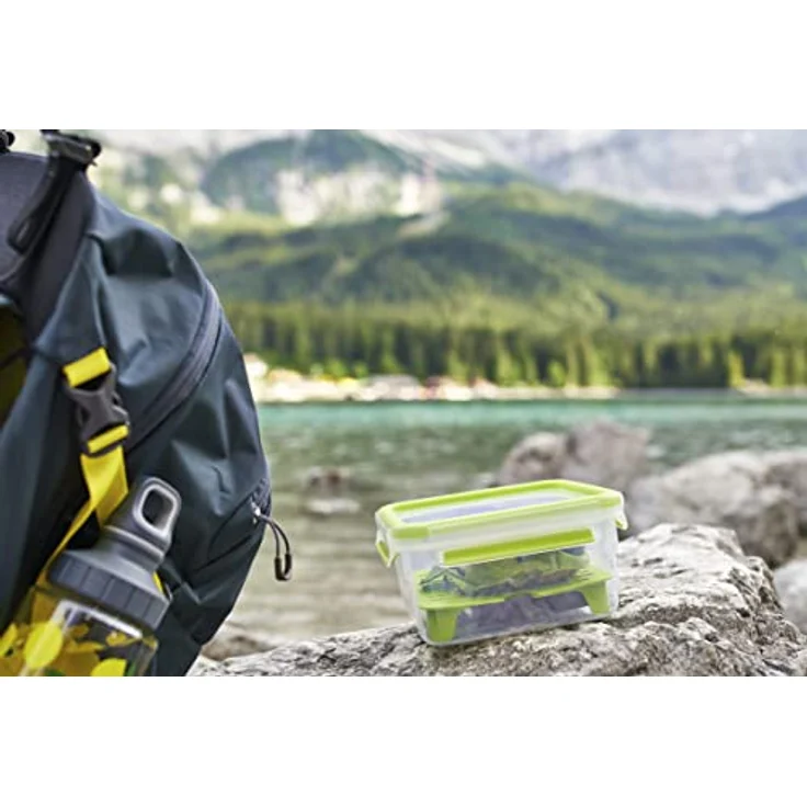Emsa N1071700 Clip&Go Sandwichbox XL (Fassungsvermögen: 1, 3 Liter, quadratisch, inkl. Gittereinsatz) transparent-hellgrün – Bild 5