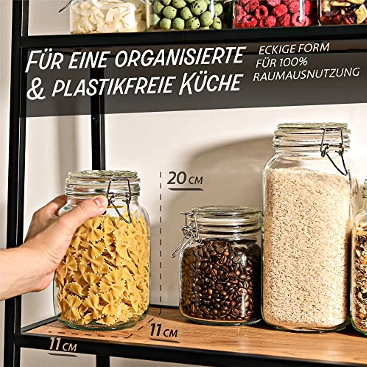 Niboline 4 Einmachgläser mit Bügelverschluss 1,5l - Luftdicht & langlebig - Mit Etiketten, Stift und extra Silikondichtungen - Spülmaschinenfest – Bild 4
