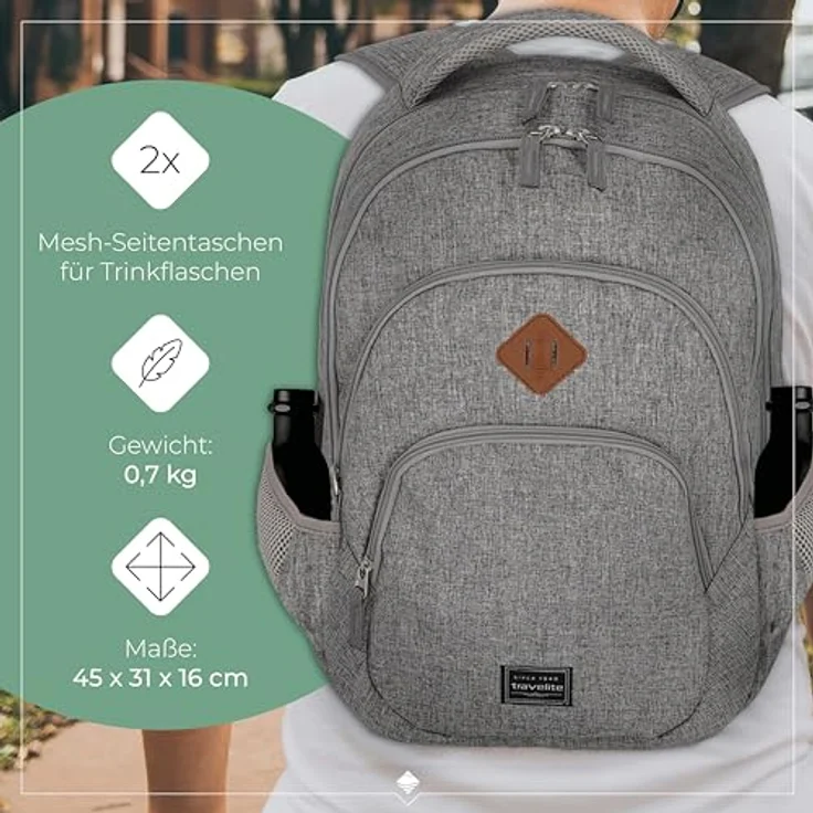 travelite Basics Rucksack Melange, 45 cm – Bild 4