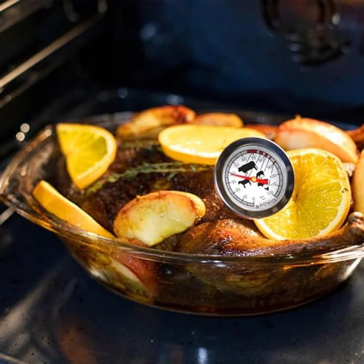 Thermometer zum Backen, Räuchern, Kochen, aus Edelstahl, mit grafischer Skala, 0-120°C – Bild 7