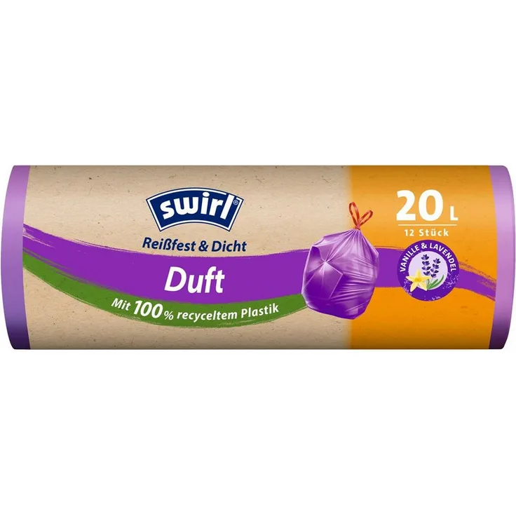Swirl Putzeimer swirl® 7240, 20,0 l mit flüssigkeitsdichtem Boden und Zugband, 12 Stück Duft-Müllbeutel