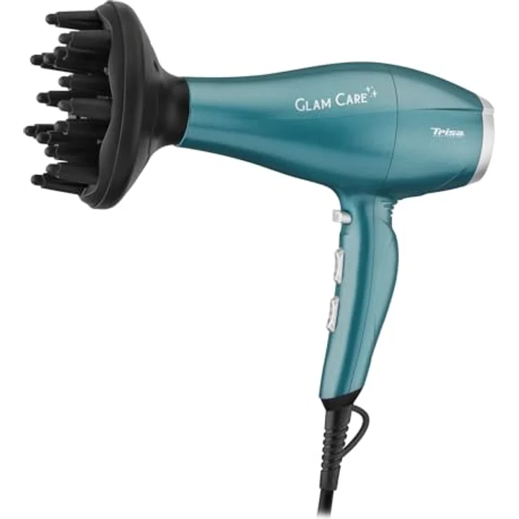 Trisa Glam Care Petrol Haartrockner mit Ionen Funktion, 3 Heizstufen, Cool Shot, Überhitzungsschutz, Diffusor & Ondulierdüse - Für geschmeidiges & glänzendes Haar – Bild 2