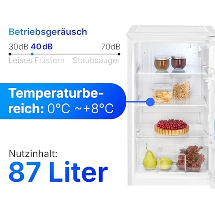 Bomann VS 7255 Kühlschrank, 87l Standgerät in Weiß mit 3 Glasablagen, Gemüsefach und stufenloser Temperaturregelung – Bild 5