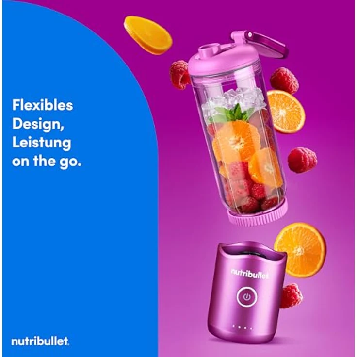 nutribullet Smoothie-Maker NB Flex Portable NBP013VT, Violett, 0,59 l Fassungsvermögen, mit Edelstahl-Mixklinge und USB-C Ladefunktion – Bild 3