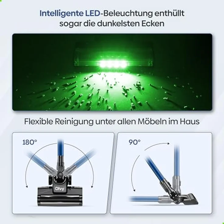 Olvy Akku Staubsauger Kabellos, 35Kpa Saugleistung, Wischfunktion & HEPA 13 Filter – Bild 5