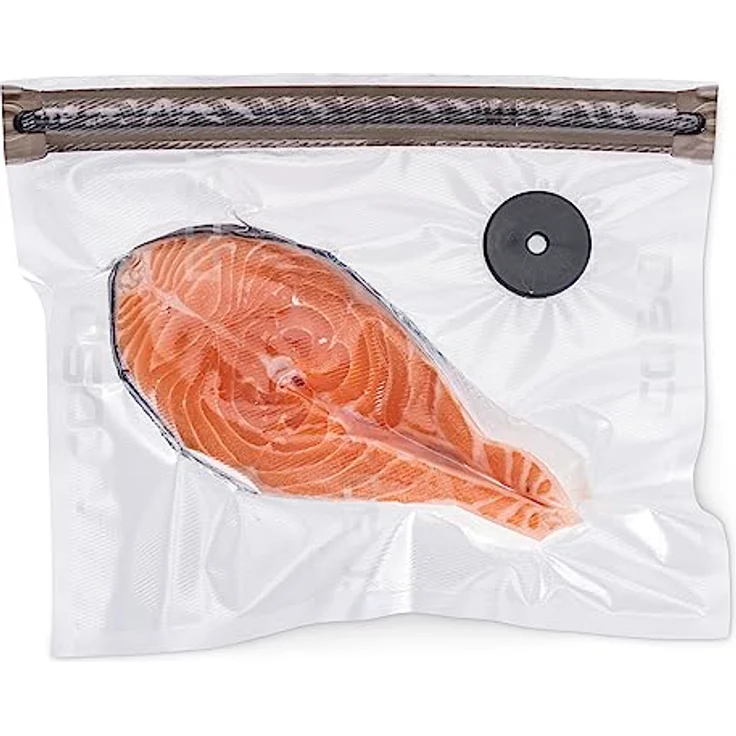 CASO Vacu ZIP-Bags Set - 20 Folienbeutel in 3 verschiedenen Größen, besonders stark und reißfest (150 μm), wiederverwendbar, SousVide, inkl. 2 Vacu ZIP-Locker und 4 Bögen Food Manager Sticker – Bild 2