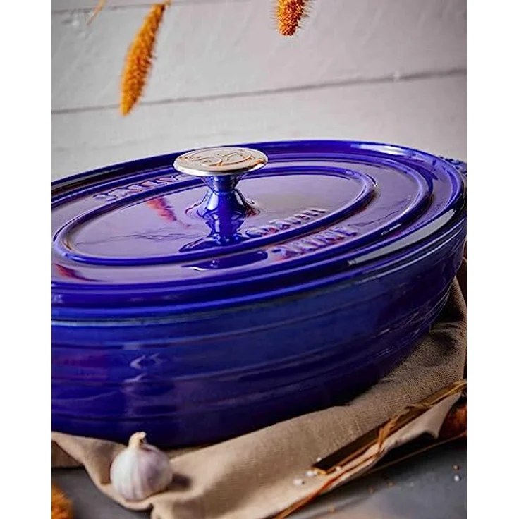 Sallys Gusseisenbräter Alime (Royal Blue Majolika) - Hochwertiges Gusseisenmaterial, vielseitig einsetzbar, geeignet für verschiedene Herdarten – Bild 5