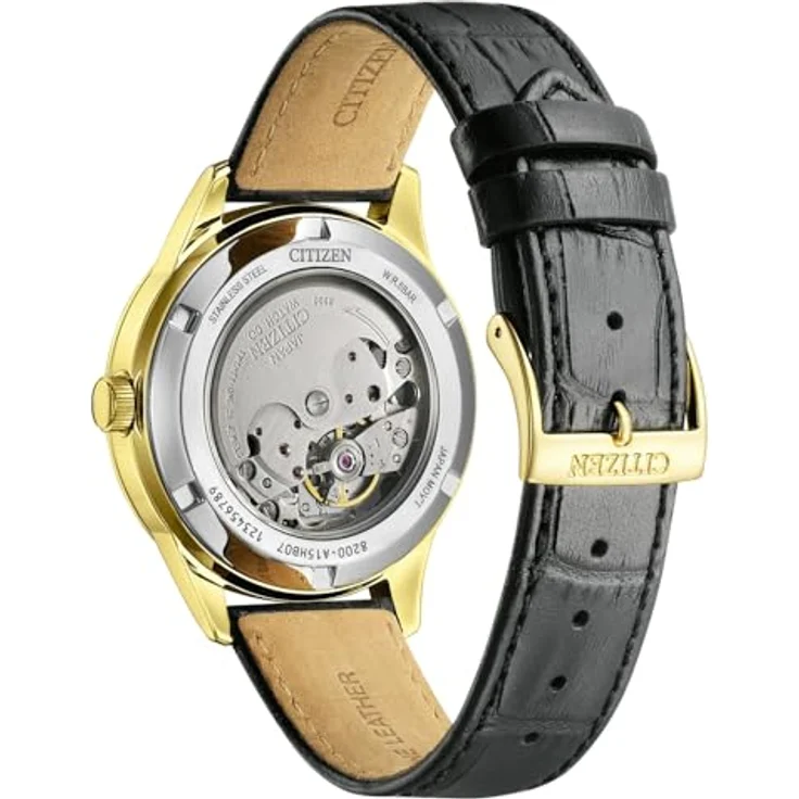 CITIZEN NY4059-09AE Herrenuhr Automatik Tag/Datum mit Lederarmband, gold/weiß, Gangreserve bis zu 42 Stunden – Bild 3