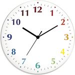 ARTLAND Wanduhr ohne Tickgeräusche aus Glas Funkuhr Ø 30 cm Rund Lautlos Trendfarbe Weiß-Bunt S7KI