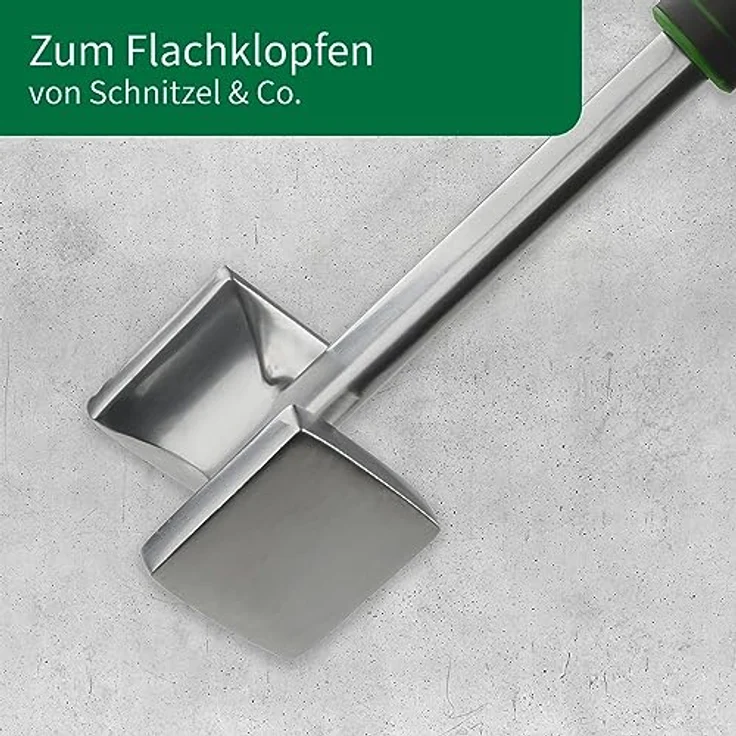 FACKELMANN CHEFKOCH Fleischklopfer Premium – Für perfekt geklopfte Schnitzel & Co – Doppelseitig: Flach zum Plattieren & Rau zum Aufrauen – Aluminium, Länge: 26,5 cm – Bild 5