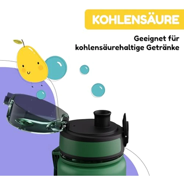 Klarstein Schmatzfatz Trinkflasche Sportflasche 500 ml, BPA-freies Tritan, auslaufsicher, mit Fruchtaufsatz und Tragegriff, 24 cm – Bild 4