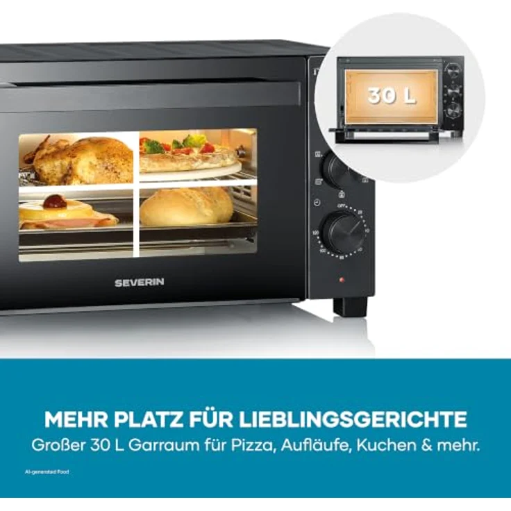 Severin TO 9020 Minibackofen, elektrisch mit Grillfunktion, 1600 W, schwarz – Bild 5