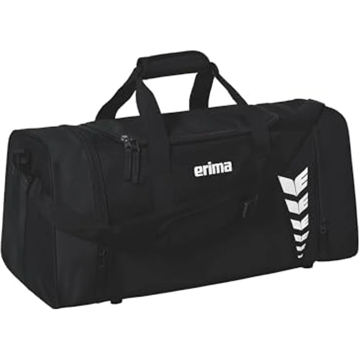 Erima SIX WINGS Sporttasche, große Sporttasche mit verstellbarem Schultergurt und Nassfach, schwarz – Bild 3