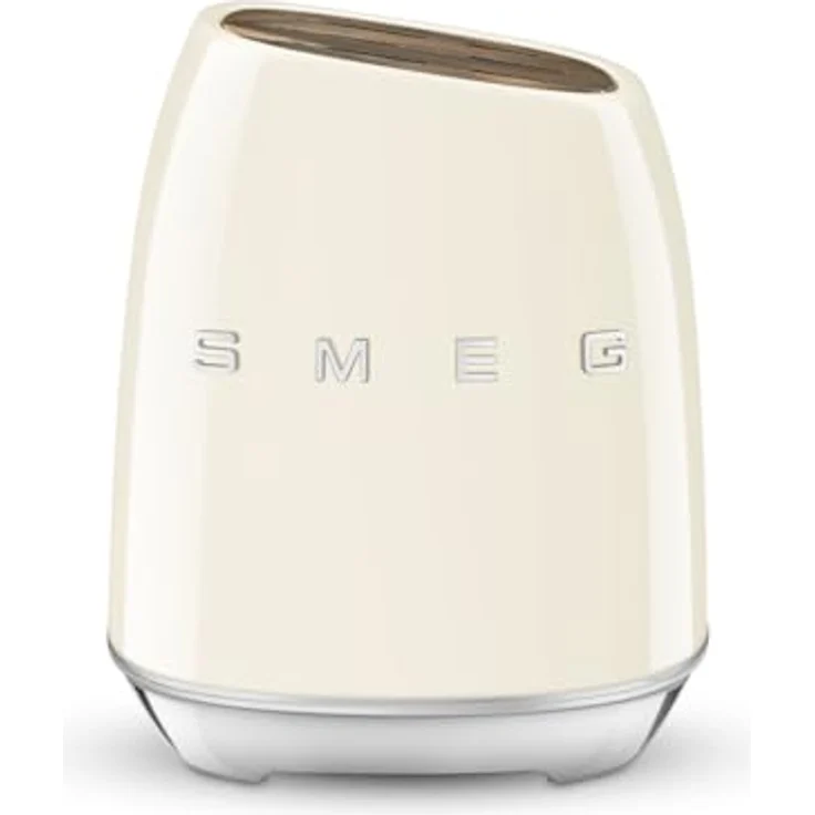 Smeg Messerblock KBSF02CR, Creme - aus Edelstahl mit poliertem Chrom-Finish und Messergehäuse aus Akazienholz – Bild 2