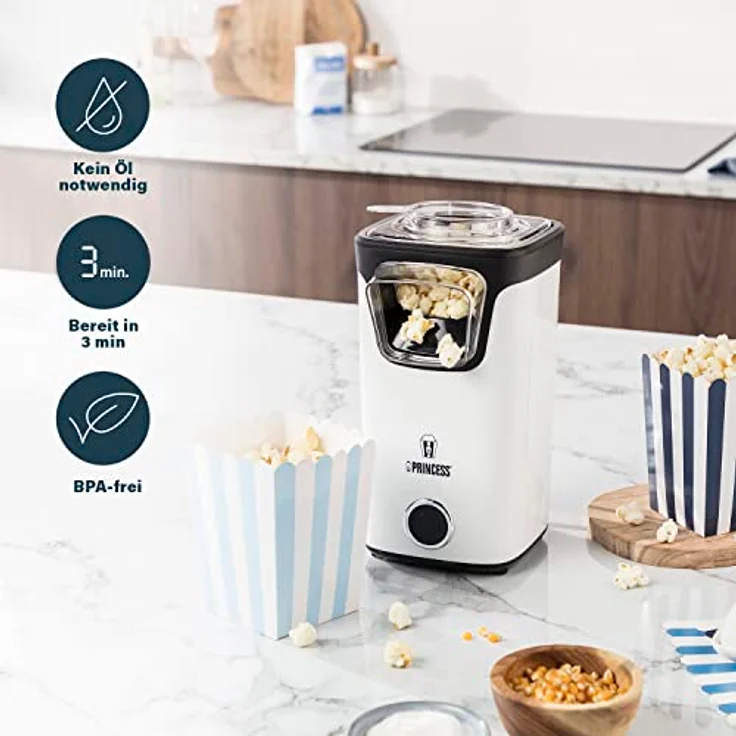 Princess Popcornmaschine - Popcorn per Heißluft, mit transparentem Deckel, Nachfüllöffnung, 1100 Watt, 292986 – Bild 5