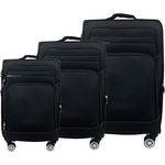 MY TRAVEL BAG Stoff Reisekoffer Trolley Erweiterbar mit Zwillingsrollen, 3er Set, Schwarz