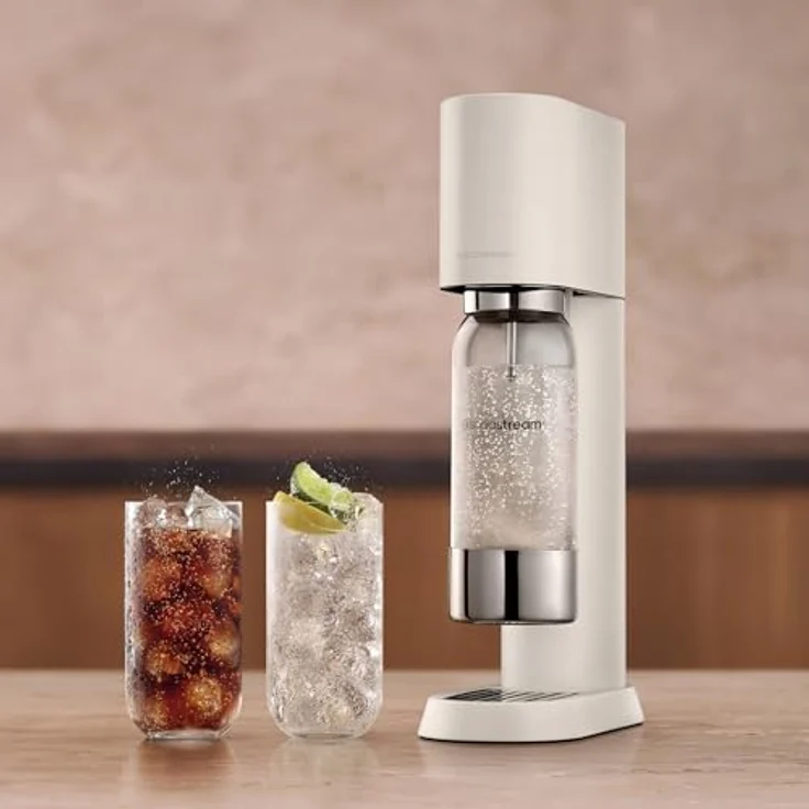 SodaStream ensō Sprudelwassermaschine, 1 l spülmaschinenfeste Flasche + 60 l CO2-Nachfüller, sandweiß – Bild 4